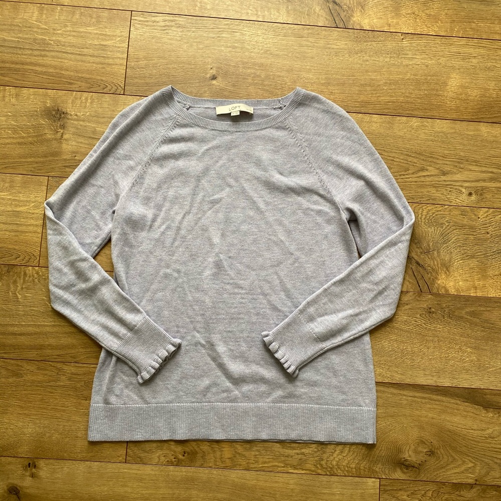 Loft Crewneck Ruffle Sleeve Sweater